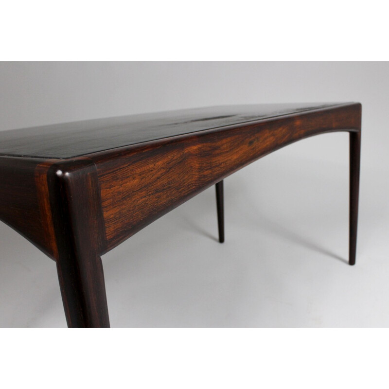 Table basse vintage avec plateau en cuir palissandre par Kristian S. Vedel Danois 1963