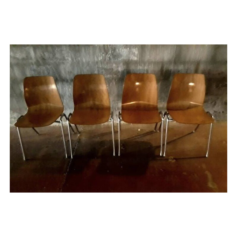 Set of 4 vintage Pagholz bicolor chairs, 1960