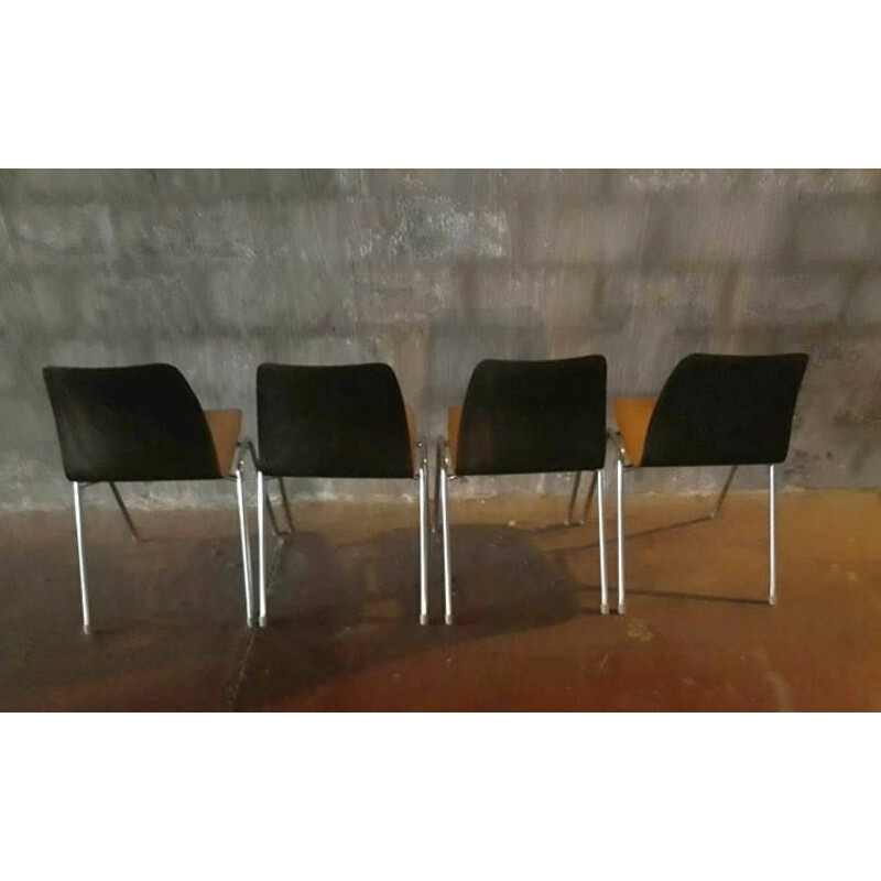 Set of 4 vintage Pagholz bicolor chairs, 1960
