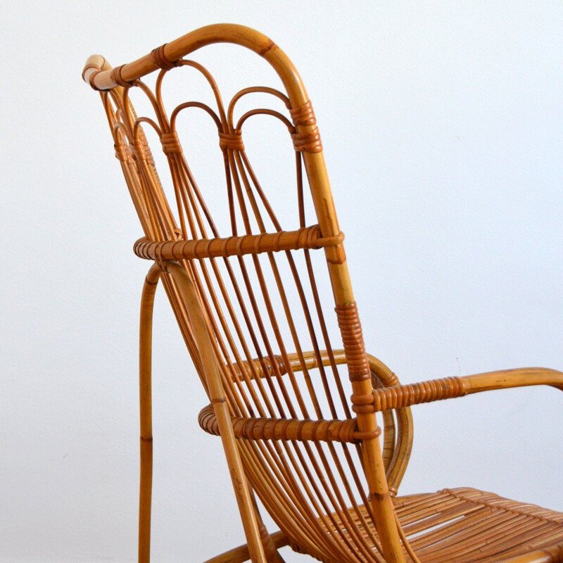 Vintage armchair in Rattan and Bamboo by Dirk van Sliedregt for Rohe Noordwolde, 1950