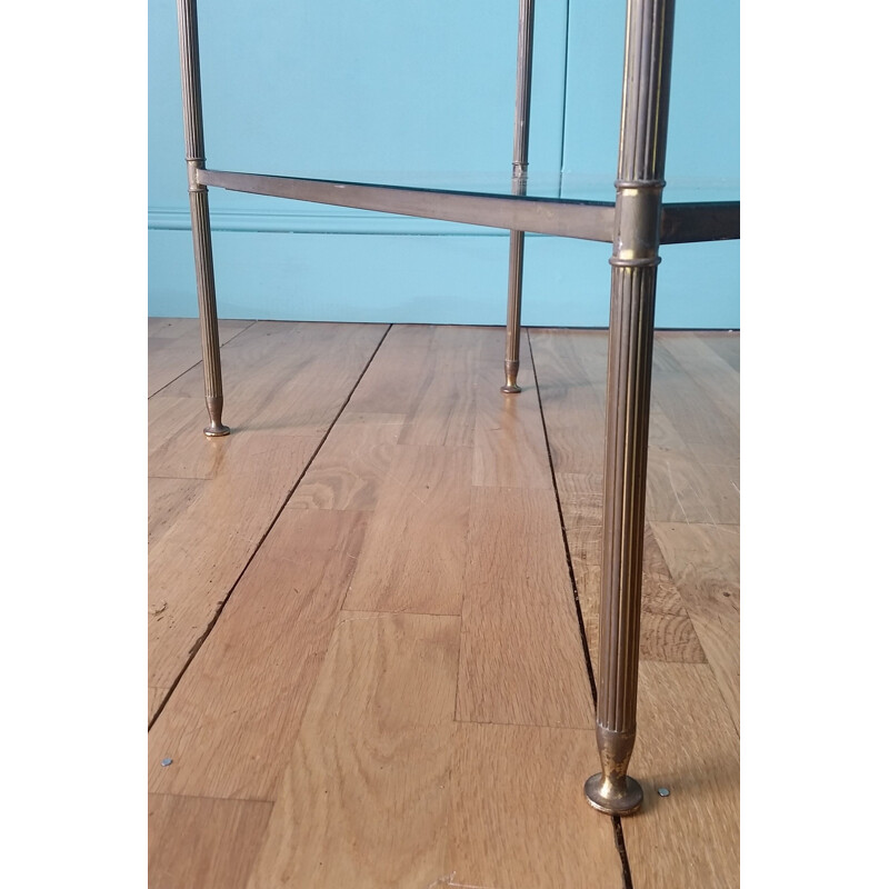 Vintage side table by Maison Bagues Brass & glass 1950s