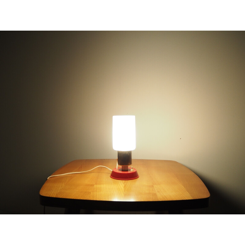 Midcentury Brass and Glass Table Lamp, Poland, 1970s