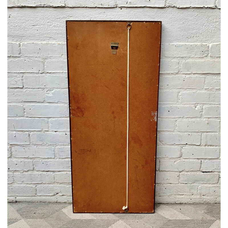 Vintage Wall Mirror Rectangular Teak Frame 