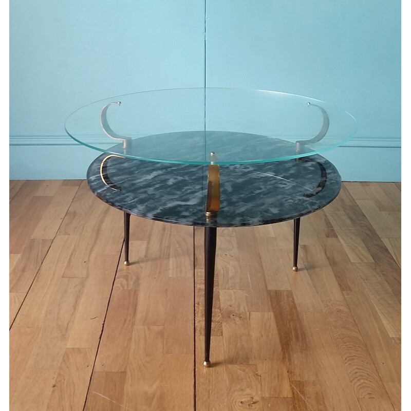 Mid century glass coffee table, Italian 1950s