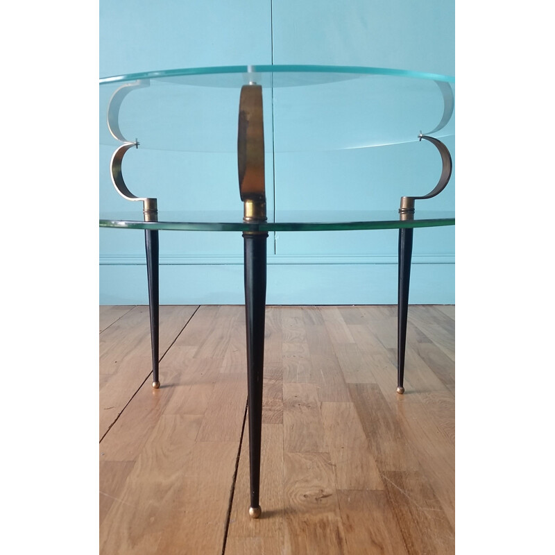 Mid century glass coffee table, Italian 1950s