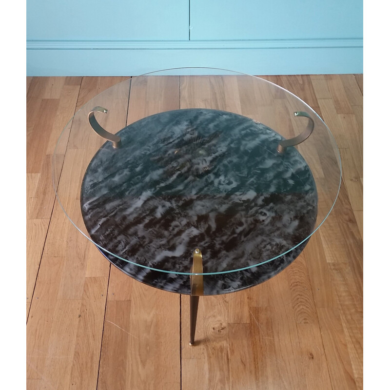 Mid century glass coffee table, Italian 1950s