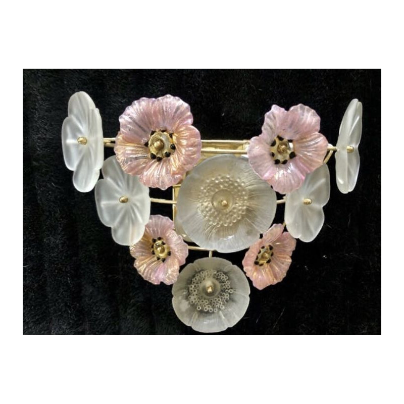 Vintage wall light Murano bouquet of flowers 1980