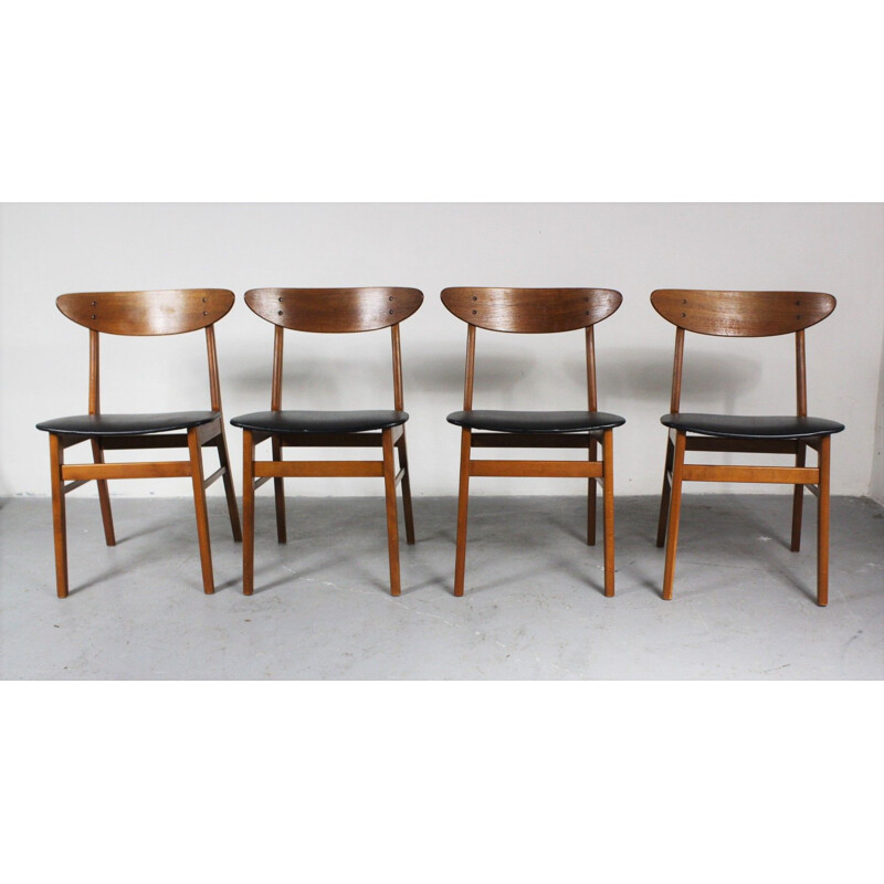 Ensemble de 4 chaises vintage danoises 1960