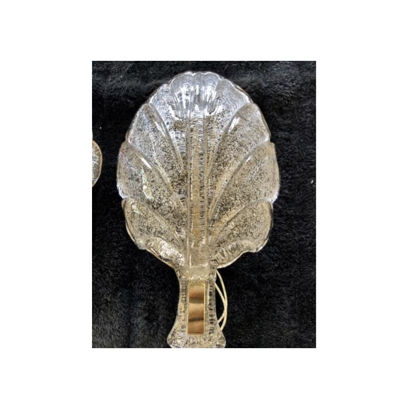 Pair of vintage Barovier sconces in the shape of a leaf 1980