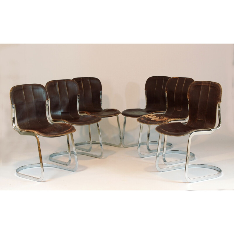 Set of 6 vintage dining chairs Cidue, Italy 1970s