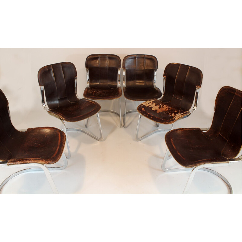 Set of 6 vintage dining chairs Cidue, Italy 1970s