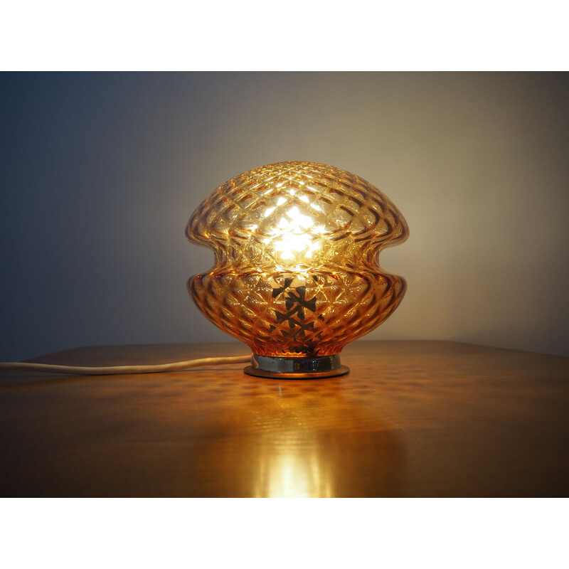 Midcentury Glass Table Lamp , Czechoslovakia, 1960s