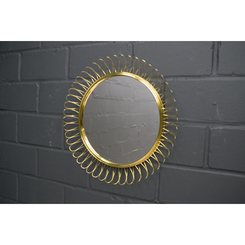 Vintage brass spiral mirror, 1950