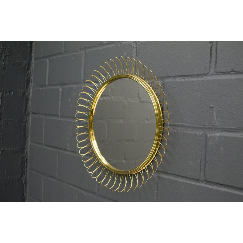 Espelho espiral de latão Vintage, 1950