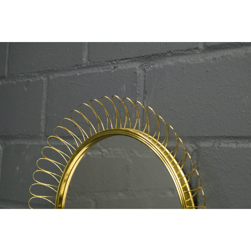 Vintage brass spiral mirror, 1950