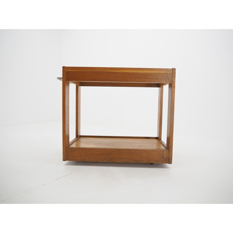 Vintage wooden bar cart, Czechoslovakia 1970