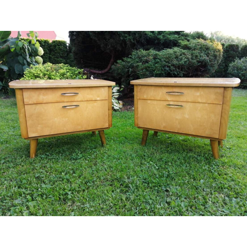 Set of vintage sideboard and 2 bedside tables 1960s