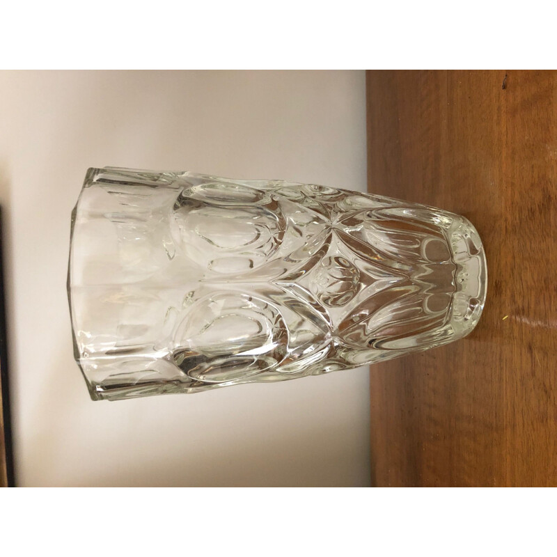 Vintage vase in moulded glass 1970