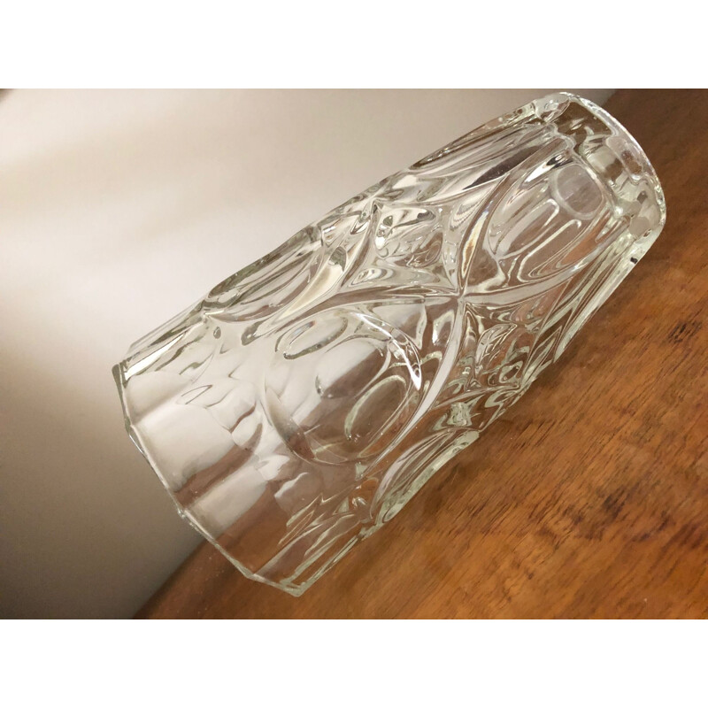 Vintage vase in moulded glass 1970