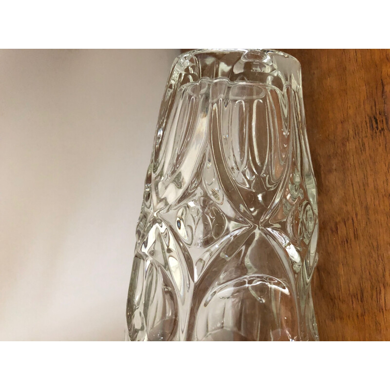 Vase vintage en verre moulé 1970