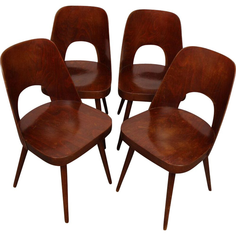 Ensemble de 4 chaises vintage ppar Oswald Haerdtl pour Ton, 1960
