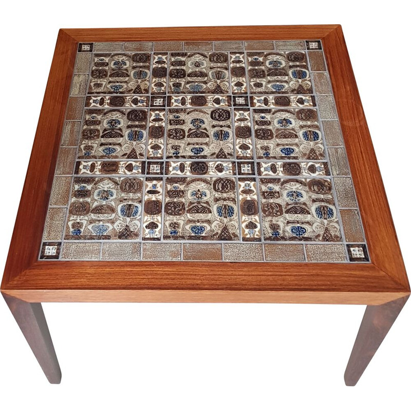 Vintage side table with baca tiles by Severin Hansen for Haslev Møbelsnedkeri, 1960