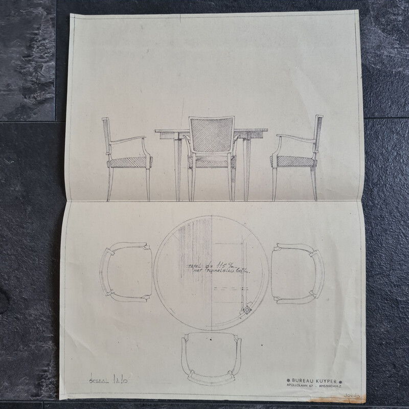 Ensemble de 6 fauteuils vintage par W. Kuyper dessin hollandais 1953