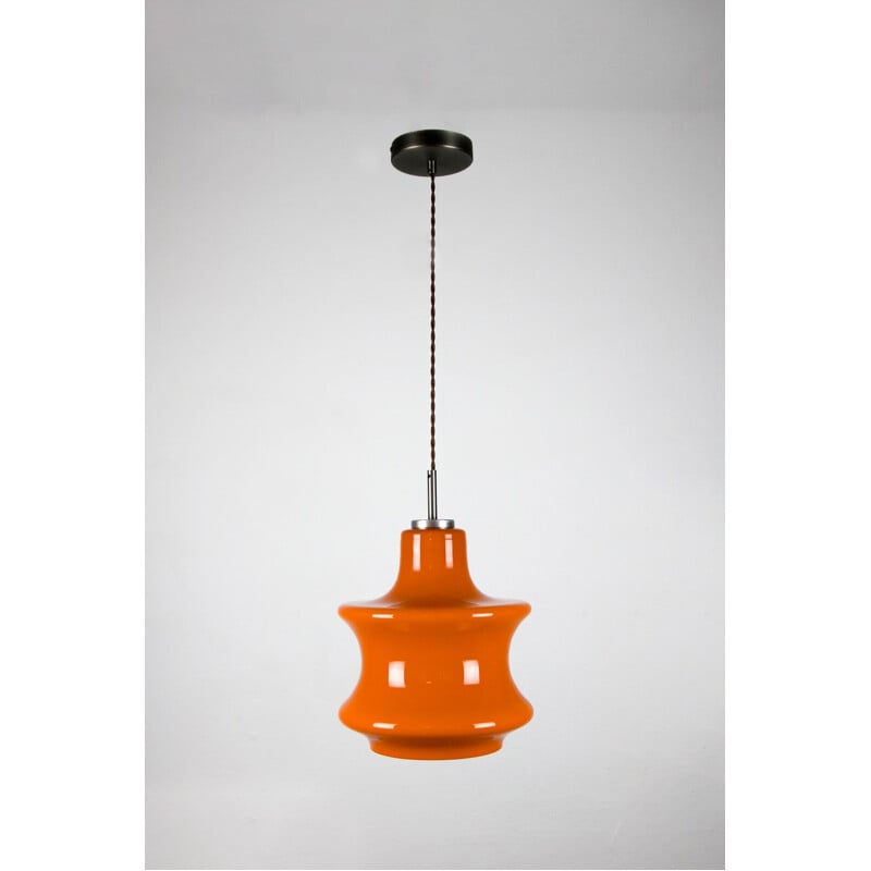 Mid-Century orange glass pendant lamp