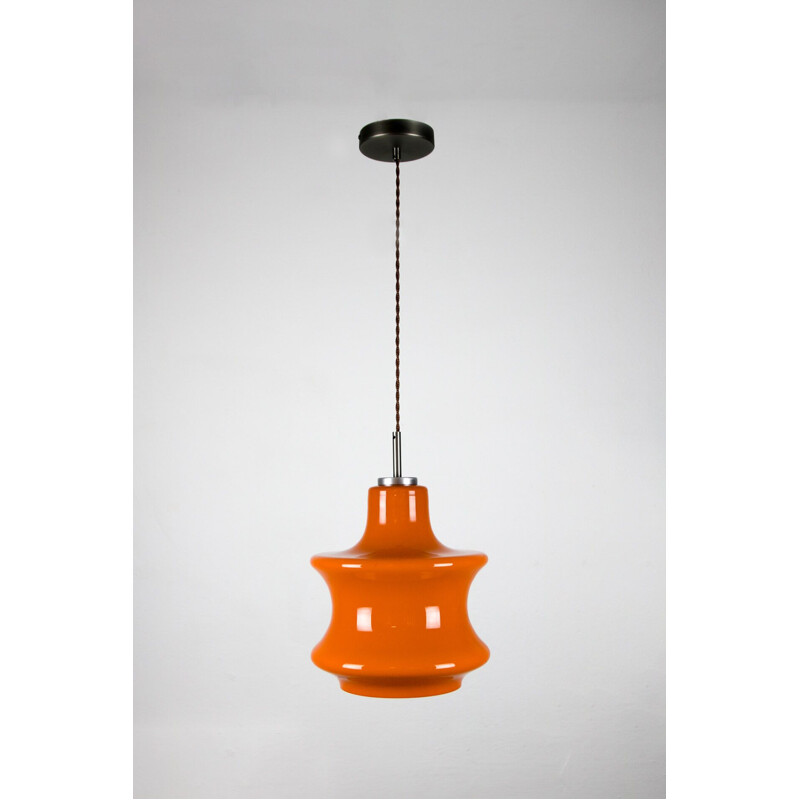 Mid-Century orange glass pendant lamp