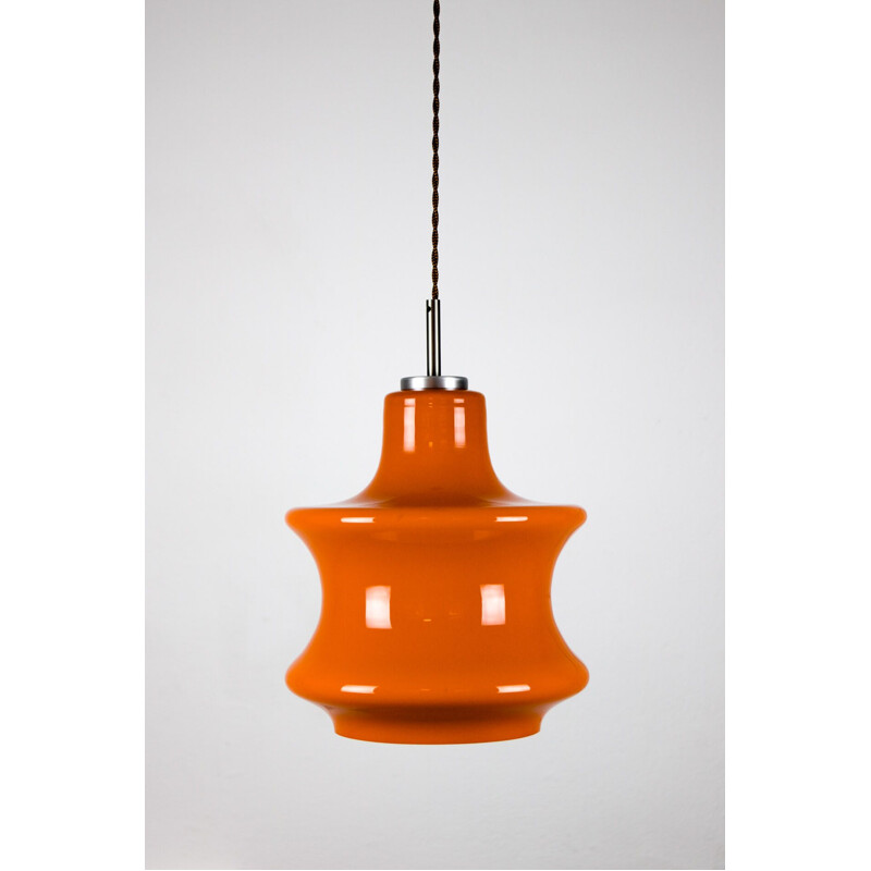 Mid-Century orange glass pendant lamp