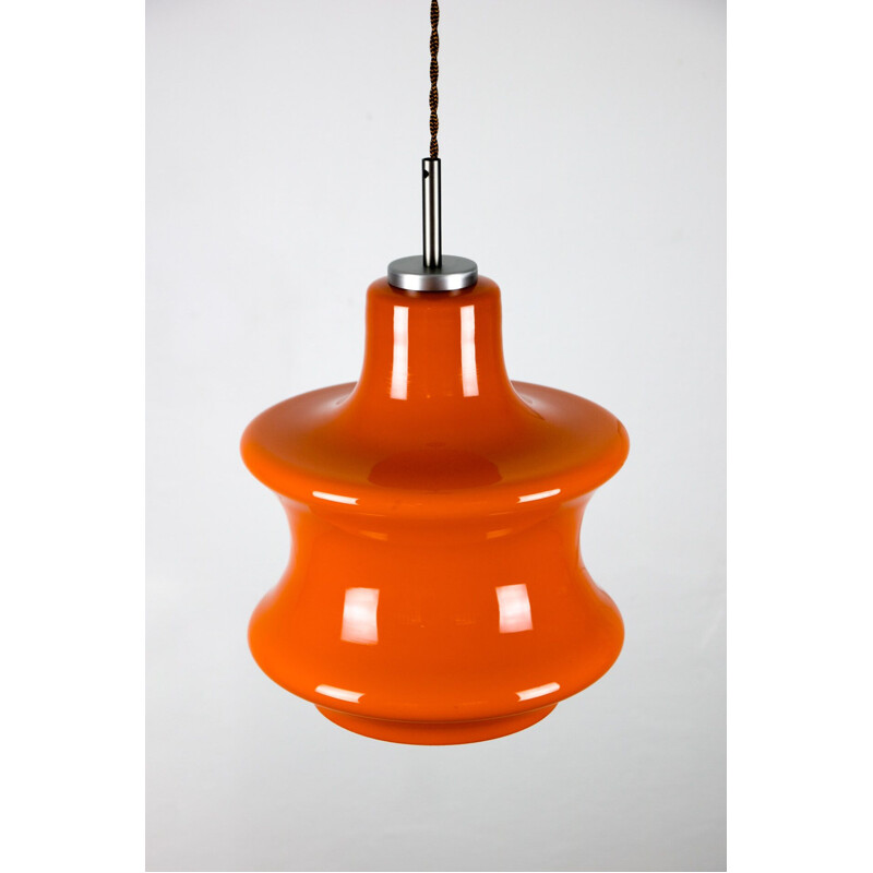 Mid-Century orange glass pendant lamp