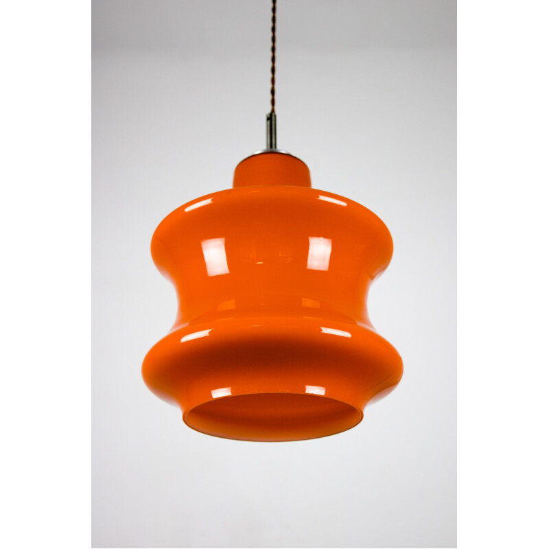 Mid-Century orange glass pendant lamp