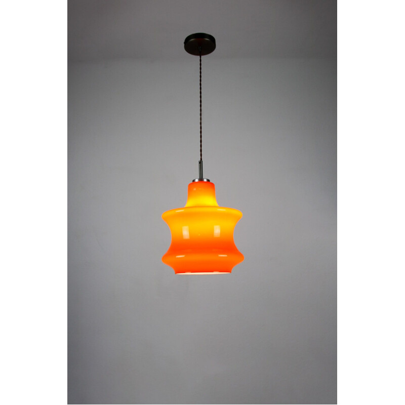 Mid-Century orange glass pendant lamp