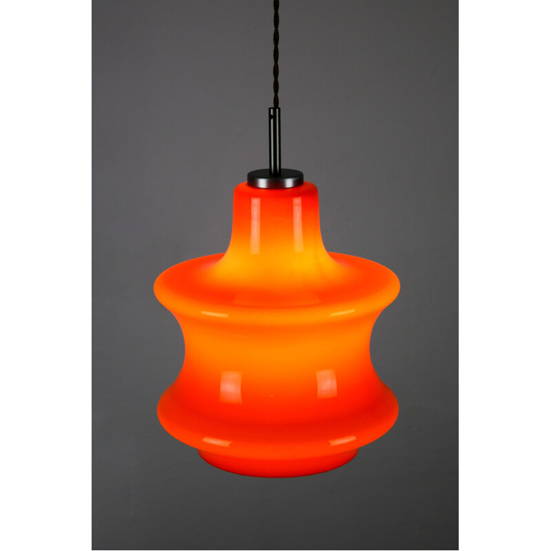 Mid-Century orange glass pendant lamp