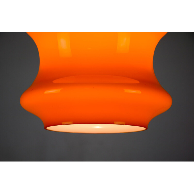 Mid-Century orange glass pendant lamp