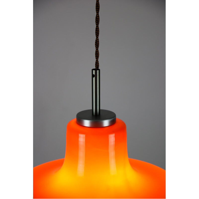 Mid-Century orange glass pendant lamp