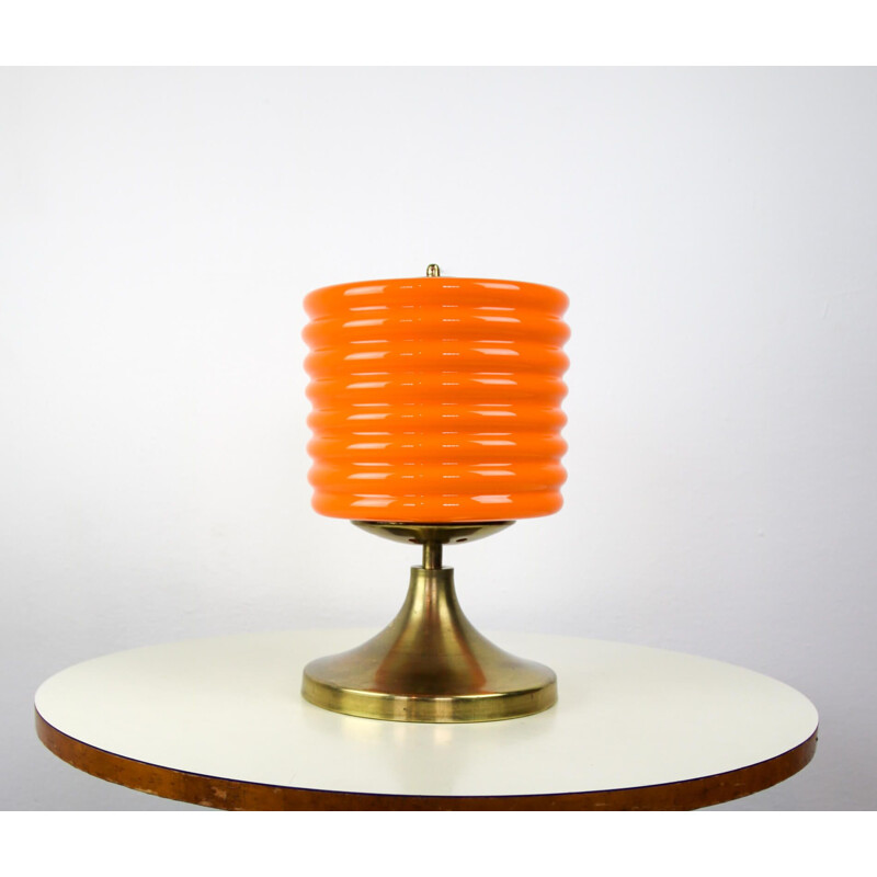 Lampada da tavolo vintage in vetro arancione
