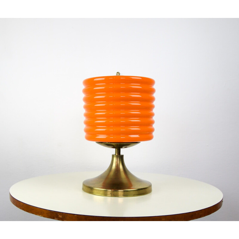 Mid-century orange glass table lamp