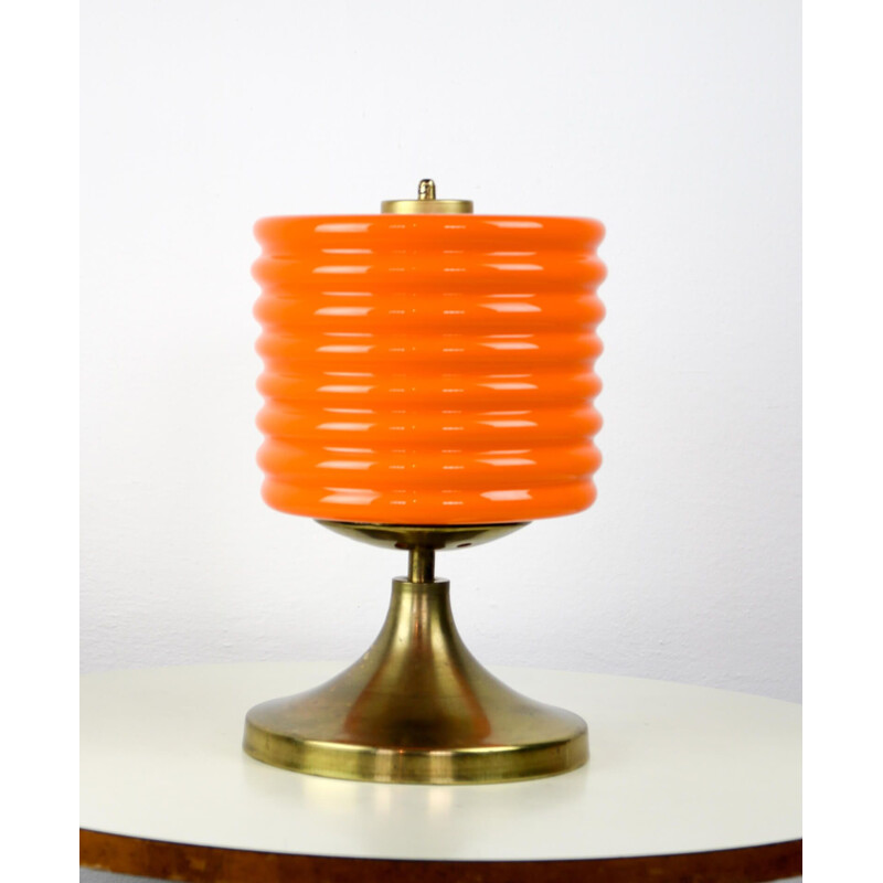 Mid-century orange glass table lamp