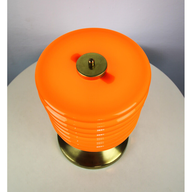 Vintage-Tischlampe aus orangefarbenem Glas