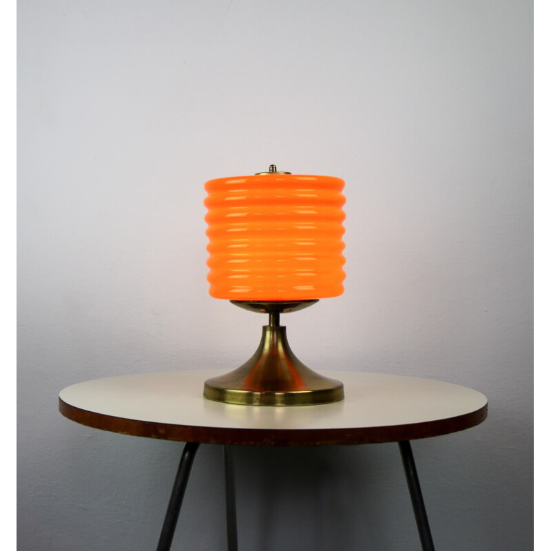 Mid-century orange glass table lamp