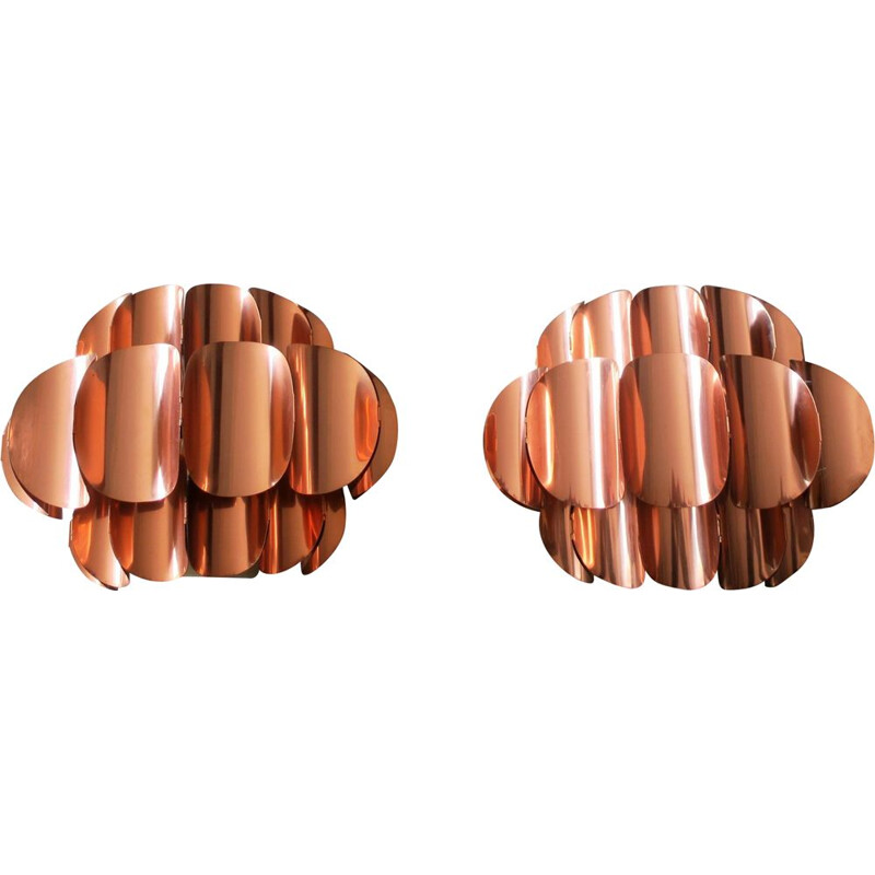 Pair of vintage copper wall lights by Thorsten Orrling for Temde, Switzerland 1960s