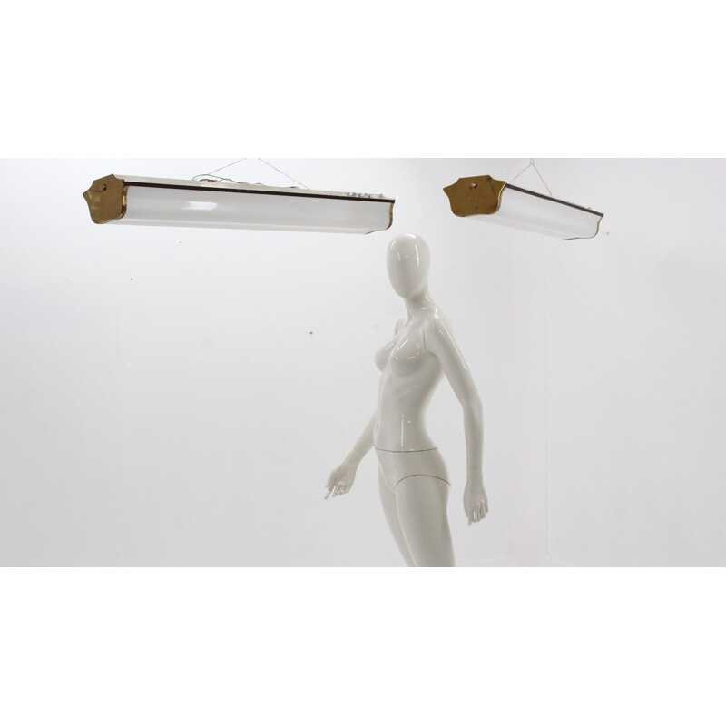 Pair of vintage methacrylate ceiling lamp, Italy 1960