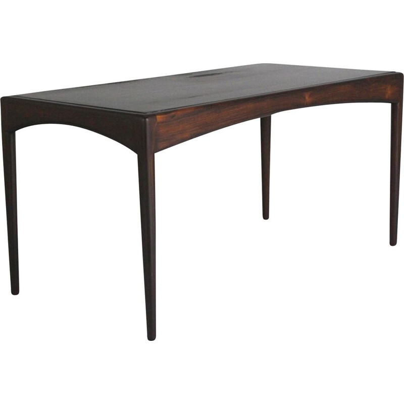 Vintage coffee table with leather top, rosewood by Kristian S. Vedel Danish 1963