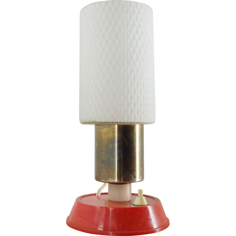 Midcentury Brass and Glass Table Lamp, Poland, 1970s