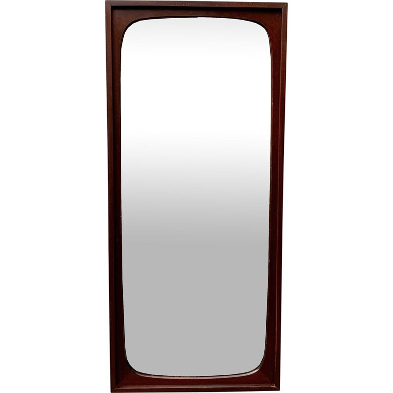 Vintage Wall Mirror Rectangular Teak Frame 