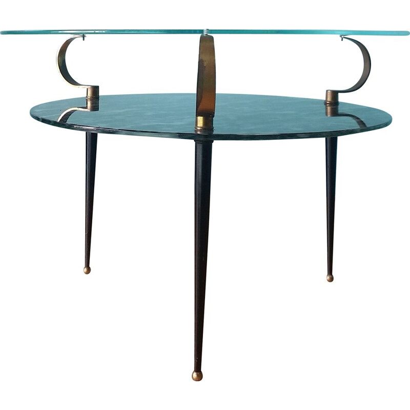 Mid century glass coffee table, Italian 1950s