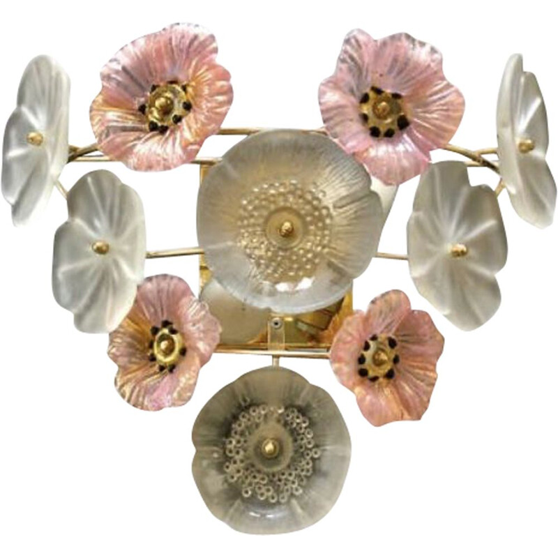 Vintage wall light Murano bouquet of flowers 1980