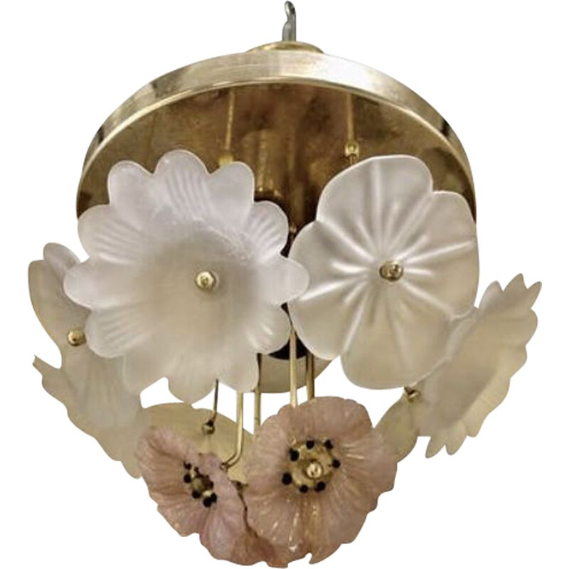 Vintage ceiling chandelier bouquet of flowers Murano 1980