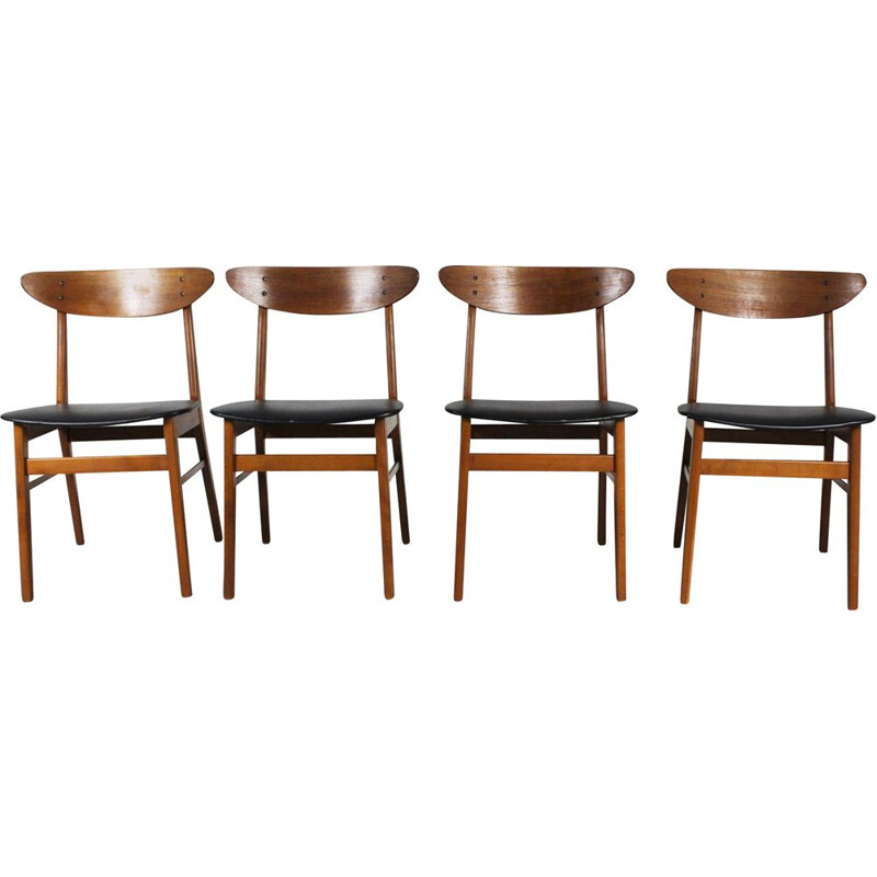 Ensemble de 4 chaises vintage danoises 1960